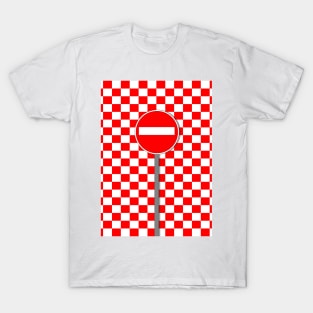 chequered NO ENTRY in red and white T-Shirt